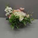 WELL KNOWN Artificial Flowers in Vase, Fake Silk Peony Tulip Hydrangea Pink & White Flower Bouquet Arrangement with Faux Water Centerpieces for Home Wedding Dining Table Party Decor & Gift for Women