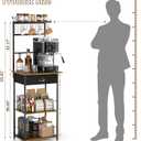 5 Tier Coffee Bar Station with Drawer, Kitchen Stand with 4 S-Shaped Hooks, Farmhouse Corner Coffee Bar Cabinet for Small Spaces, Bakers Rack for Kitchen, Living Room, 13.43" D x 18.93" W x 53.31" H