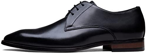 Jousen Men's Dress Shoes Leather Modern Formal Business Oxford Shoes Plain Toe Classic Dress Shoes for Men (AMY9216W Black 11.5)