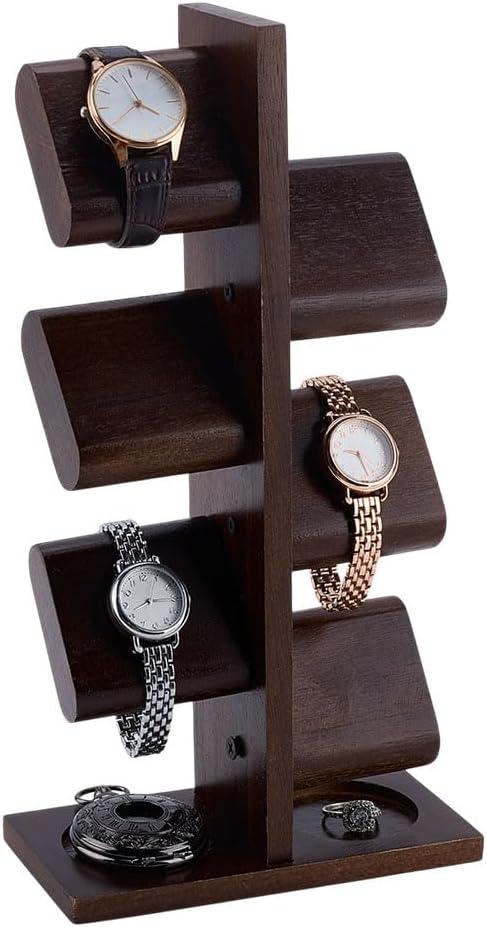 PH PandaHall Wooden Watch Holder Stand Watches Display Tower Watch Display Racks Multiple Watches Organizer Tabletop Jewelry Holder for Father's Day Men Gifts
