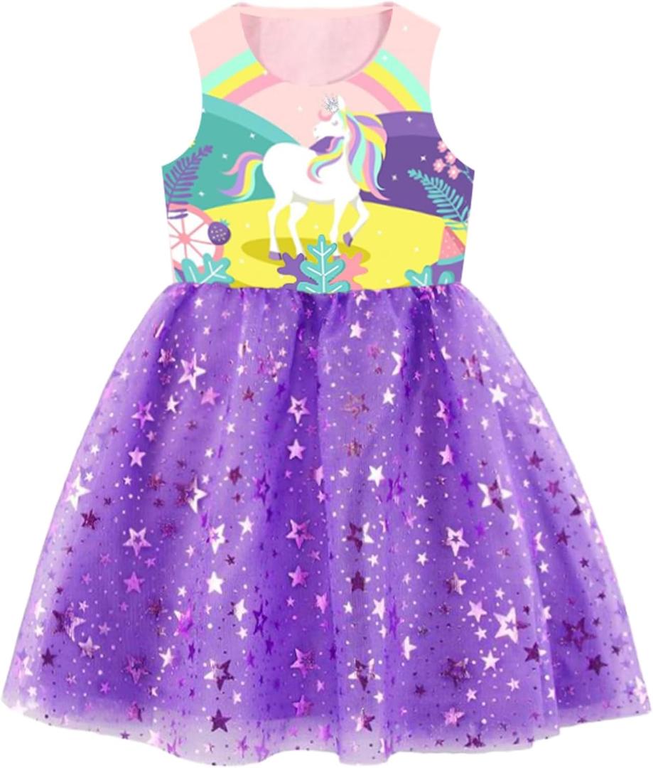 DXTON Toddler Girls Tutu Dresses Summer Short Sleeve Tulle Birthday Party Sundress for 3-8 Years (Pink)