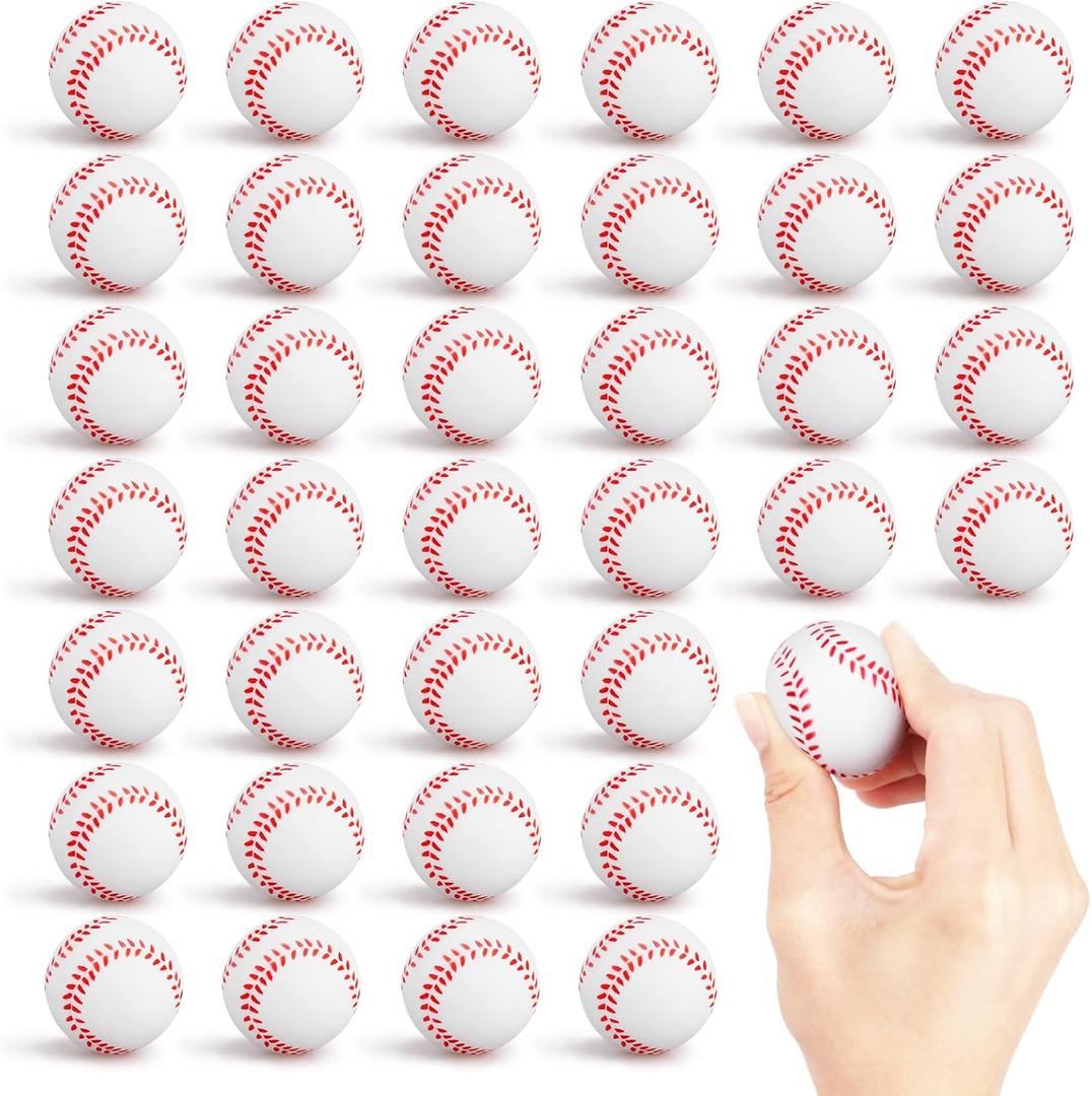 Hooqict Baseball Stress Ball 25 Pack Mini Baseballs Small Foam Sports Ball Stress Relief Squeeze Toy for Kids Sports Birthday Party Supplies Classroom Goodie Bag Stuffers
