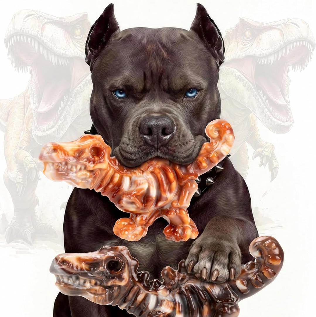 2 Pack Indestructible Dog Chew Toys for Aggressive Chewers: Ultra-Dense Nylon, Bacon Flavor Chew Bones, Heavy Duty Tough Toys for Large Dogs 20-90 lbs, Long Lasting & Keep Them Busy (XL)