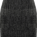 MANER Women’s Fringe Skirt Stretchy Sparkly Bodycon Tassel Trim Mini Skirt,XXL