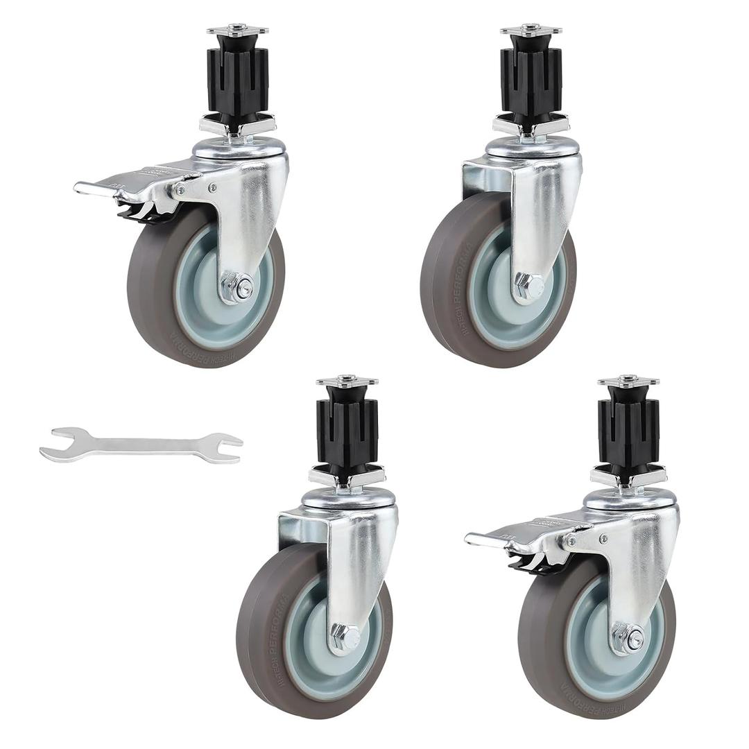 4-inch Expanding Stem Caster Wheels,for 1.2" Square Tubes Thickness≤1.5mm