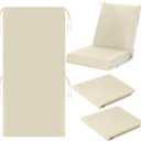 Tudomro 2 Pcs Outdoor High Back Chair Cushion Covers (Not Includes Cushion) Waterproof Patio Replacement Rocking Chair Slipcover Seat Pad Cover with Tie for Furniture (Beige,44'' X 21'')