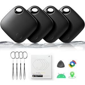 Air Tracker Tags-4 Pack for Android, Bluetooth Tracker Works with Google’s Find Hub | Android Only | Replaceable Battery | Water- Resistance | Item Finder for Luggage, Wallet, Key,Suitcases One Missing
