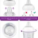 Straw Cup Conversion Nipple for Philips Avent Natural Baby Bottle, My Grippy Spout Sippy Cup and Natural Trainer Sippy Cup,Leak-Proof,Fast Flow Soft Silicone Straw Top Nipples,6m+,4 Count