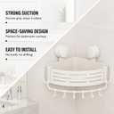 Double Layer Shower Corner Caddy, White Suction Cup Organizer, No-Drill