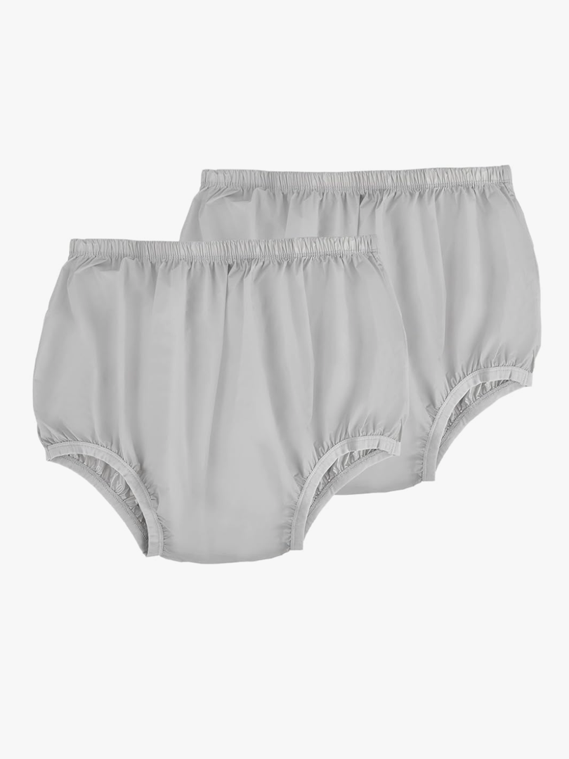 AQX Adult Leakproof Underwear for Incontinence, Washable Low Noise Reusable Adult Diaper Cover, Grey Plastic Pants Cover Unisex 2Pcs 2XL