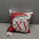 Red Roses Floral Quinceaera Mis XV Aos Throw Pillow (16x16)