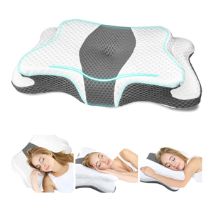 CHxxy Memory Foam Pillows, Cervical Pillow for Neck and Shoulder Pain Relief, Ergonomic Contour Bed Pillow, Soft for Side Sleep Stomach Sleeping and Back Sleeper Queen Size&Grey