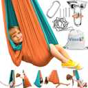 Sensory Swing for Kids Indoor Outdoor - Calming Cocoon Therapy Swing, Holds 300lbs - Hug-Like Sensory Hammock with 360 Swivel Hardware for Autism, ADHD, SPD Support (Orange/Teal)