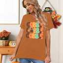 Thanksgiving Day Shirt for Women Gobble Turkey Tshirt Thanksgiving Tee Tops (XXL)