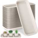 Gejoy 20 Pack Plastic Rectangular Plant Saucer Tray Bulk, 11.8 x 5.3 x 1 Inch Durable Plastic Plant Drip Trays Windowsill Soil Blocking Trays No Holes Watering Tray for Indoor Outdoor Garden Supplies