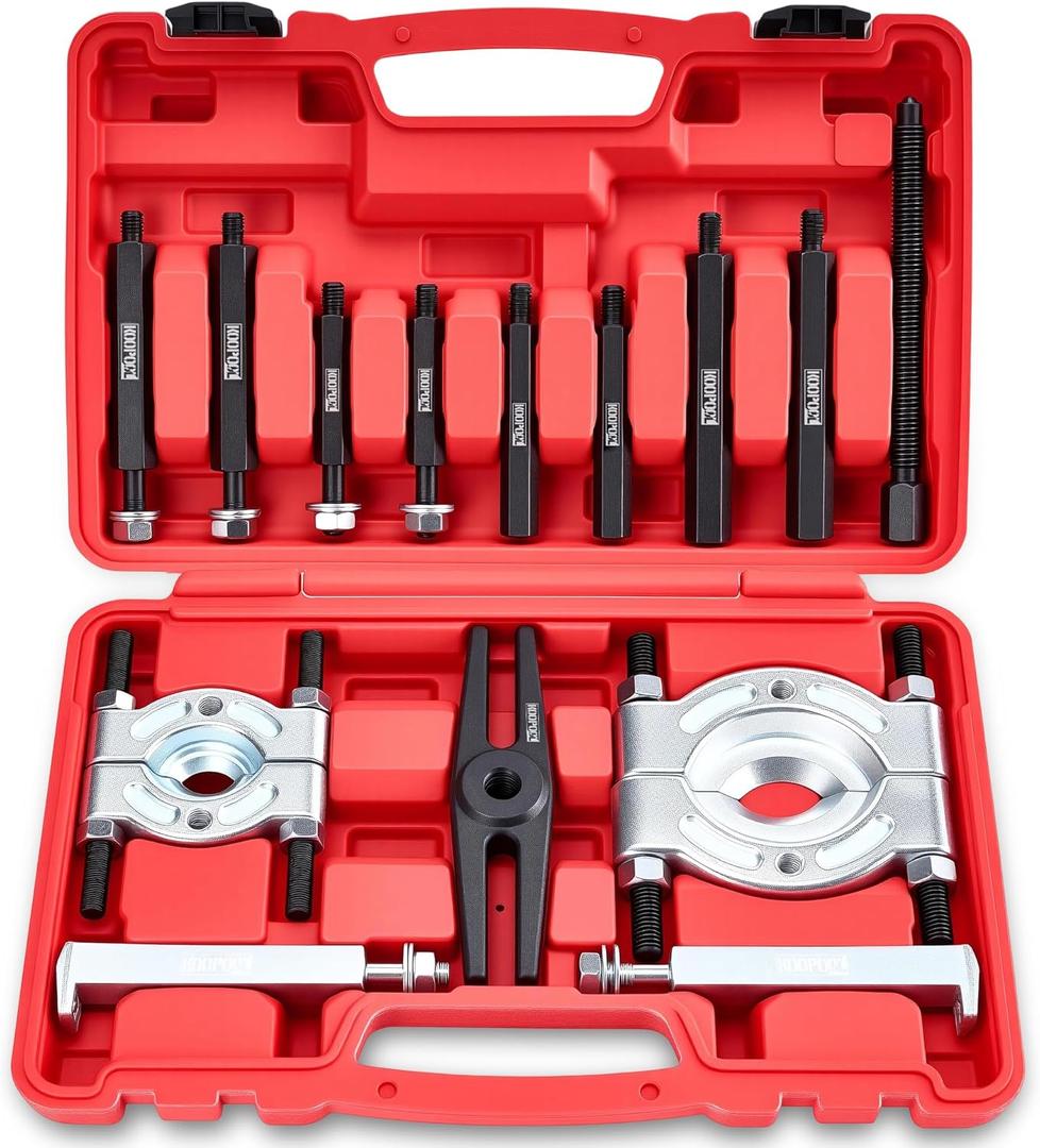 Bearing Puller and Splitter Kit, Separator and Puller Set, Pinion Bearing Puller and Wheel Removal Tool, 5 Ton Capacity Bearing Separator with 2 and 3 Bearing Separator Jaws, 14Pcs (RED)