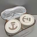 Dandat 3 Pcs Portable Insulated Lunch Container Set for Adult, Stackable Stainless Steel Bento Box for Hot Food with Insulated Lunch Bag Unisex 3 Separate Thermal Food Container(Beige,Round)