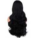 RightOn Black Wig Long Wavy Black Wigs for Women Daily Party Hairnet Include