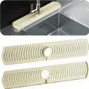 Silicone Kitchen Sink Splash Gaurd, Silicone Faucet splash gaurd, Longer Faucet Mat for Kitchen Sink Water Splash Guard for Kitchen Sink Area, Sink Protectors for kitchen (Beige, 29.9")