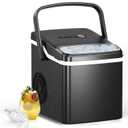 Ice Makers Countertop, 26.5lbs/24H, 9 Bullet Ice in 6 Mins, Self-Cleaning Ice Maker, 2 Sizes of Bullet Ice, Portable ice Maker for Home/Kitchen/Party/Gift, Black