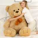 MaoGoLan Giant 59" Teddy Bear Stuffed Animal, Cuddly Large Classic Teddy Bear Plush Toy Gift for Girlfriend Boyfriend Kid, 5ft Brown Stuffed Animal for Mother's Day Birthday Gift Baby Shower Decor