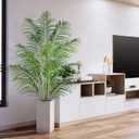 Artificial Palm Tree 6ft Tall Fake Palm Tree Indoor Decor with 18 Leaves and Real Bark Design Faux Tropical Areca Palm Silk Floor Plant in Pot for Home Office Living Room Bedroom Decor 1pcs
