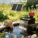POPOSOAP 55W Solar Pond Waterfall Spillway with Fountain Pump, 304 Stainless Steel & Filtration System Pond Waterfall, 9.8FT Tubing for Koi Ponds, Garden Fountains & Landscape Water Features-P5552S