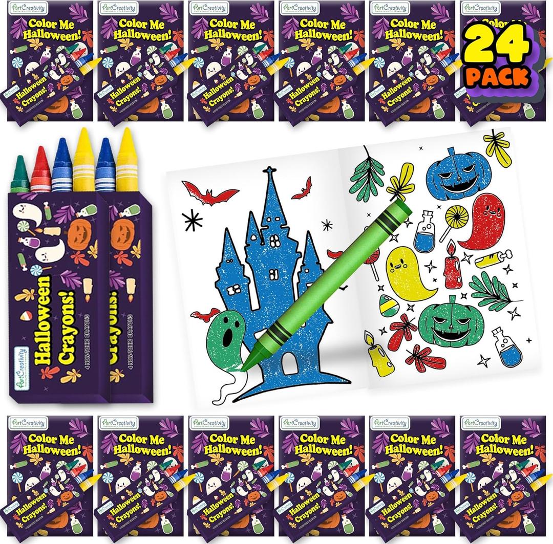 Fulmoon 144Pcs Halloween Coloring Books And Crayons
