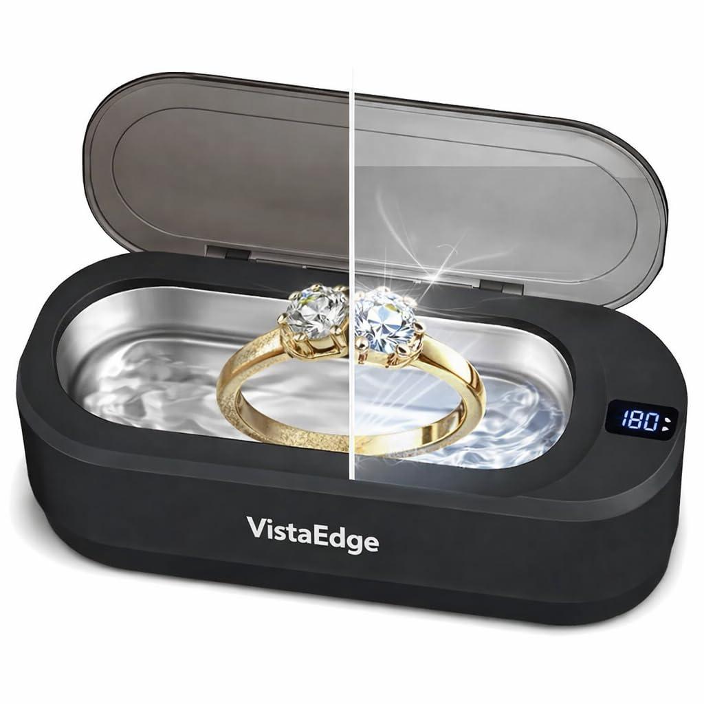 Ultrasonic Jewelry Cleaner  48KHz Professional 350ml Stainless Steel Tank with Digital Touch Display, Gentle Cleaning for Jewelry, Watches, Eyeglasses, Dentures - Ideal Gift for Mom/Wife