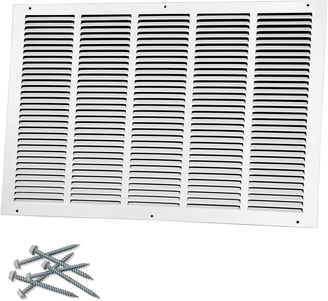 25"W x 16"H [Duct Opening Size] Steel Return Air Grille, Air Return Vent Cover for Ceiling and Sidewall - HVAC Air Vent Covers - [Outer Dimensions: 26.75"W x 17.75"H]