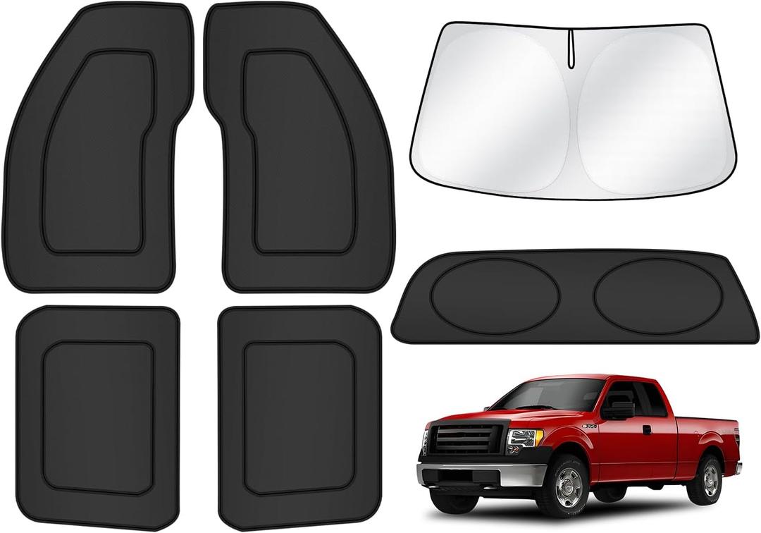 T TGBROS Windshield Sun Shade for Ford F150 2009 2010 2011 2012 2013 2014 Car Window Shades Thicken UV Block and Blackout Privacy Foldable Sunshades 6PCS Accessories Keep Cool Sun Visor Covers