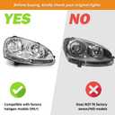 WEELMOTO for 2005-2010 Volkswagen Jetta Sedan Headlight Compatible with 2006-2009 Volkswagen GTI/Rabbit Headlamp DOES NOT FIT XENON/HID Chrome Housing