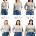 Emmalise Women's Junior and Plus Size Vneck Tshirt Long Sleeves Shirt Tee (S)