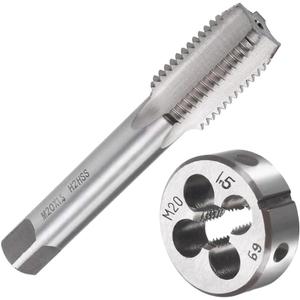 M20 X 1.5 Metric Tap and Die Set M20 X 1.5mm HSS Straight Fluted Machine Thread Right Hand Screw Tap and Round Threading Die