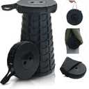 Collapsible Stool, Adjustable Height, Foldable Stool 396lbs Max Weight, Lightweight But Sturdy, Folding Stool for Fishing, Hiking Tours, BBQ, Parties, Outdoor Activities, Black, 1PCS