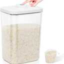 TBMax Large Airtight Food Container 6 Qt with Pop Up Lid & Measuring Cup for Rice, Flour, Cereal, Sugar, or Pet Food Storage, Rectangular Tall Food Storage Bin for Kitchen Pantry Organization