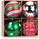 6 Inch Large Blue and Gold Christmas Ball Ornaments Set, 4 Pcs Big Shatterproof Hand-Painted Hanging Bulbs for Xmas Tree, Wreath, Garland, Holiday Party Outdoor Decorations