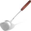 Wok Spatula Stainless Steel 14.17 inch Spatula Wide Metal Wok Tools with Wooden Handle Cooking Utensils Woks Accessories for Cooking Stirring Mixing Turning Silver