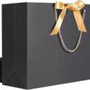 EUSOAR 12pcs 16"x6"x12" Thank You Gift Paper Bags with Bow Ribbon Handle, Perfect for Weddings, Baby Showers, Anniversaries, Business Gifts, Shopping, Favors