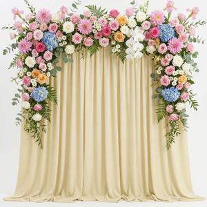 Wokceer Beige Backdrop Curtain for Wedding Parties 10x8FT Wedding Curtains Photo Backdrop Drapes Polyester for Photoshoot Baby Shower Birthday Party Curtains Background 2 Panels 5x8FT, 10FTx8FT