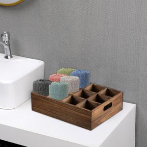 Rustic Wooden Crates for Storage 16 X 12 Inches, Farmhouse Wood Box with Carrying Handles, Handmade Wooden Basket for Kitchen Bathroom Tabletop, Wood Crates for Display, 12 Individual Slots (Wood (Each Slot: 3.54"))