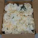 Silk Hydrangea Heads Artificial Flowers Heads with Stems for Home Wedding Decor,Pack of 10 (Champagne)
