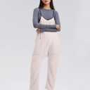 Gacaky Womens Winter Fleece Jumpsuits Casual Warm Onesie Rompers Sleeveless Loose Overalls Jumpers with Pockets (Beige, S)