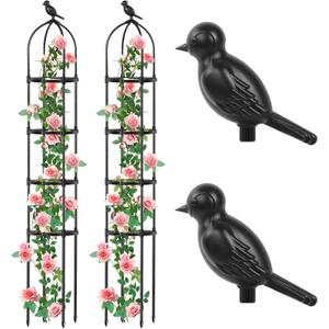 2 Pack Garden Trellis for Climbing Plants, 69 Inch Metal Garden Obelisk Trellis for Climbing Plants Outdoor Indoor, Adjustable Heights Round Plants Climbing Support for Potted Vines Rose Cucumber