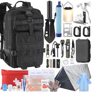 Gifts for Men Christmas Survival Kit, Survival Gear and Equipment 258 PCS with Water Filter, Emergency Tent, LED Lantern, First Aid Kit Supplies, 25L Backpack for Family, Outdoor Camping, Hiking