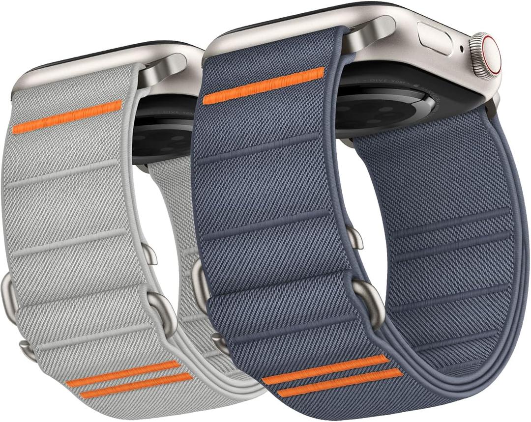 Suitisbest 2 Pack Sport Band Compatible with Apple Watch Ultra Band 42mm 41mm 40mm 38mm, Stretchy Sport Loop Strap for iWatch Series 11 10