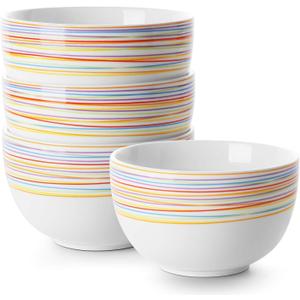DOWAN 5.8" Deep Soup Bowls & Cereal Bowls - 30 Ounces Large Bowls Set of 4 for Kitchen - Ceramic Bowls for Cereal, Soup, Oatmeal, Salad, Ramen, Noodle, Rice - Dishwasher & Oven Safe (Multi)