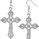 Sacina Gothic Cross Earrings, Zinc Alloy Cross Dangle Earrings, Goth Jewelry Gift for Women
