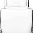 Bedside Carafe and Glass Set, Use Tumbler as Lid Night Table Water Carafe for Nightstand, Mouthwash Dispenser Pitcher with Glass Cup for Keeps Water Clean in Bedroom, Bathroom, or Kitchen