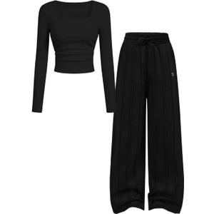 Kxuryueo Teen Girls Clothing Set Ruched Knit Top & High Waist Wide Leg Pants Outfits Size 13 14